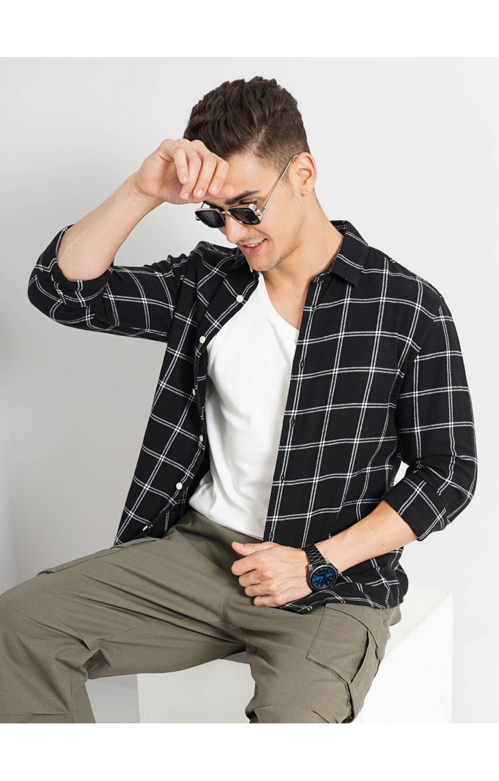 Men's Black Checked Casual Shirts