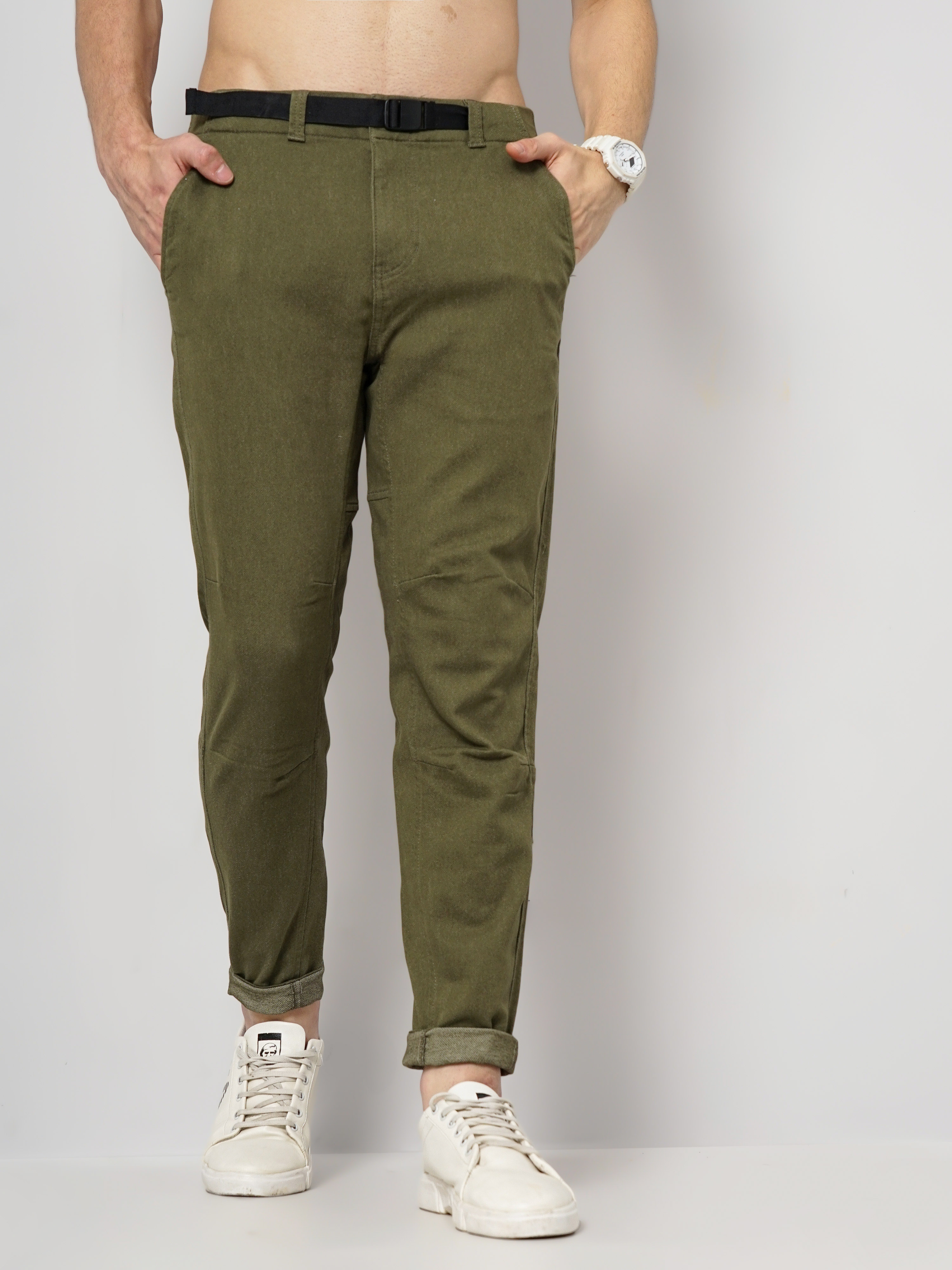 Buy ColorPlus Khaki Flat Front Trousers for Men Online @ Tata CLiQ