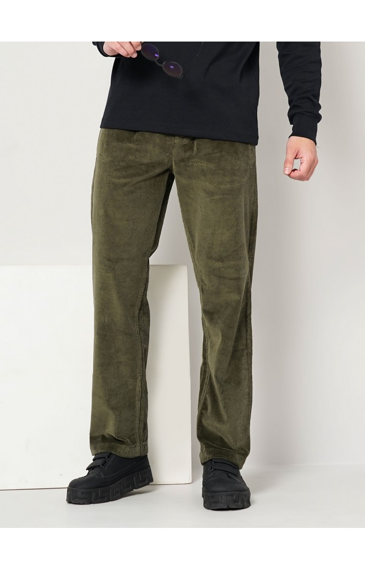 Men's Solid Green Trouser