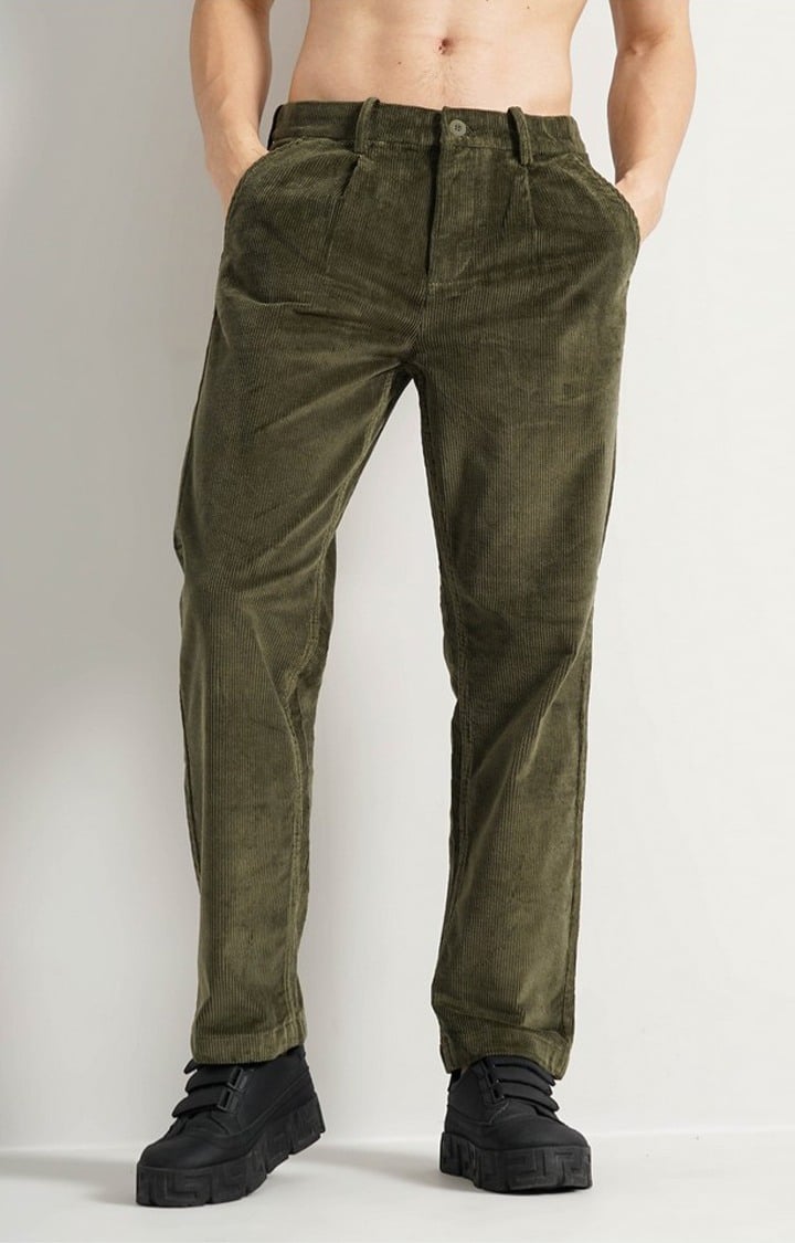 Men's Solid Green Trouser