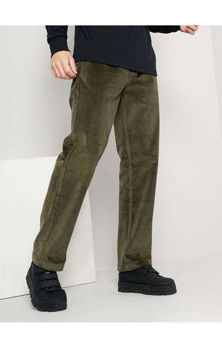 Men's Solid Green Trouser