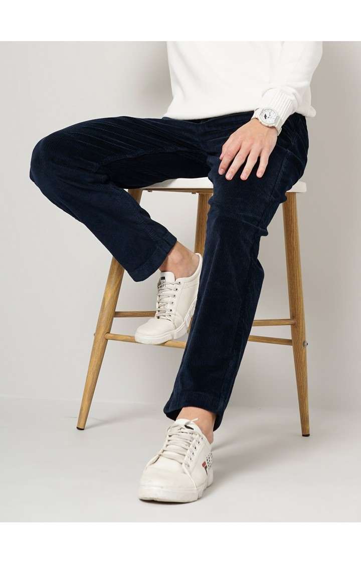 Men's Solid Blue Trouser