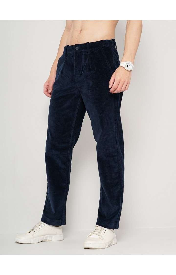 Men's Solid Blue Trouser