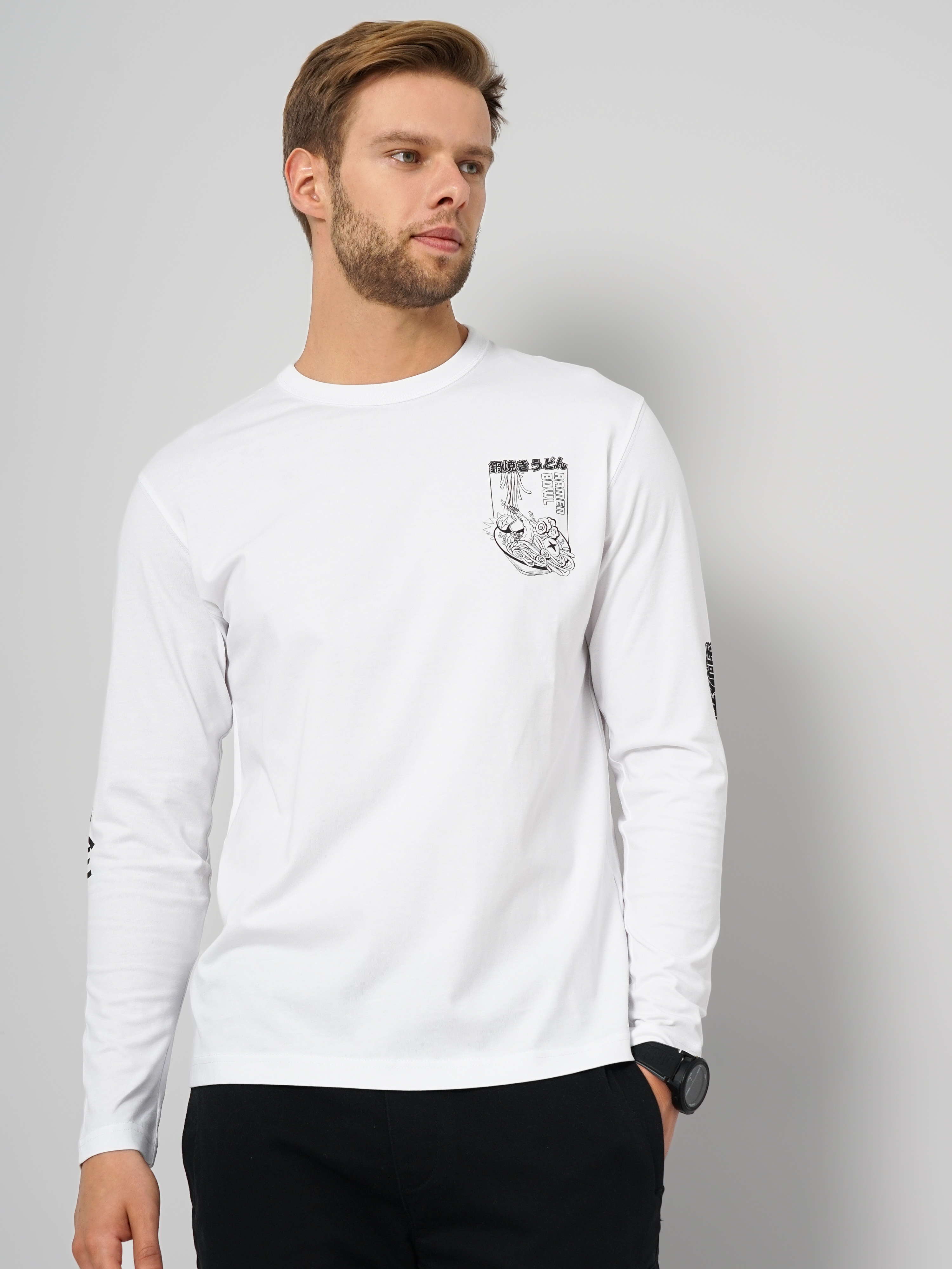 celio | Men's White Graphics Sweatshirts