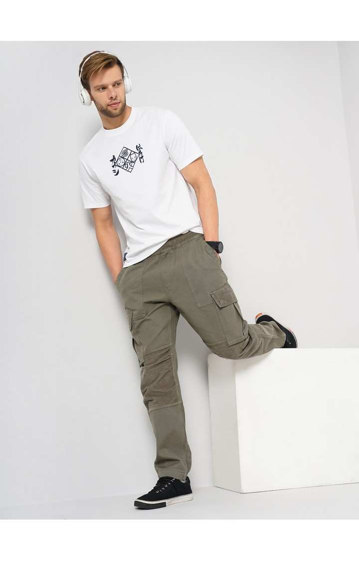Men's White Printed Regular T-Shirts
