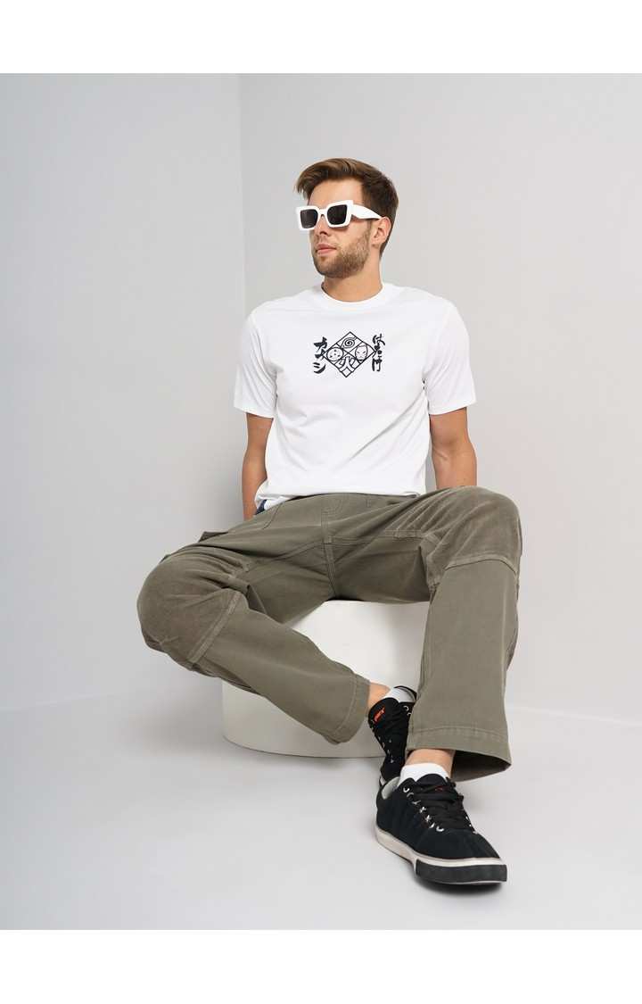 Men's White Printed Regular T-Shirts