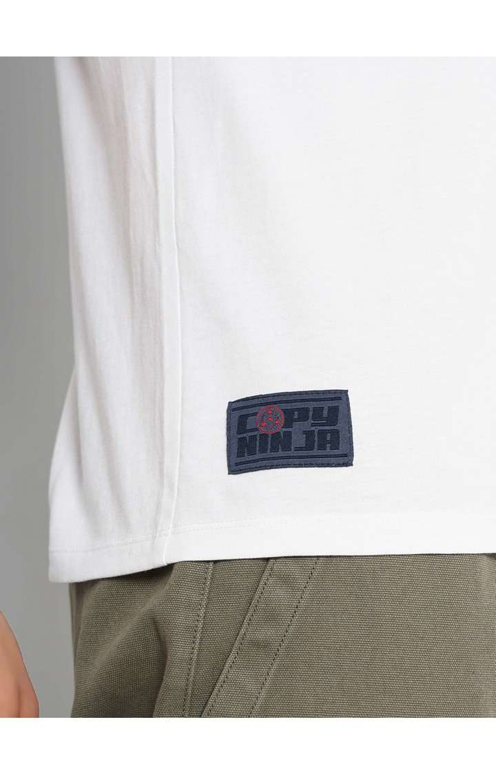 Men's White Printed Regular T-Shirts