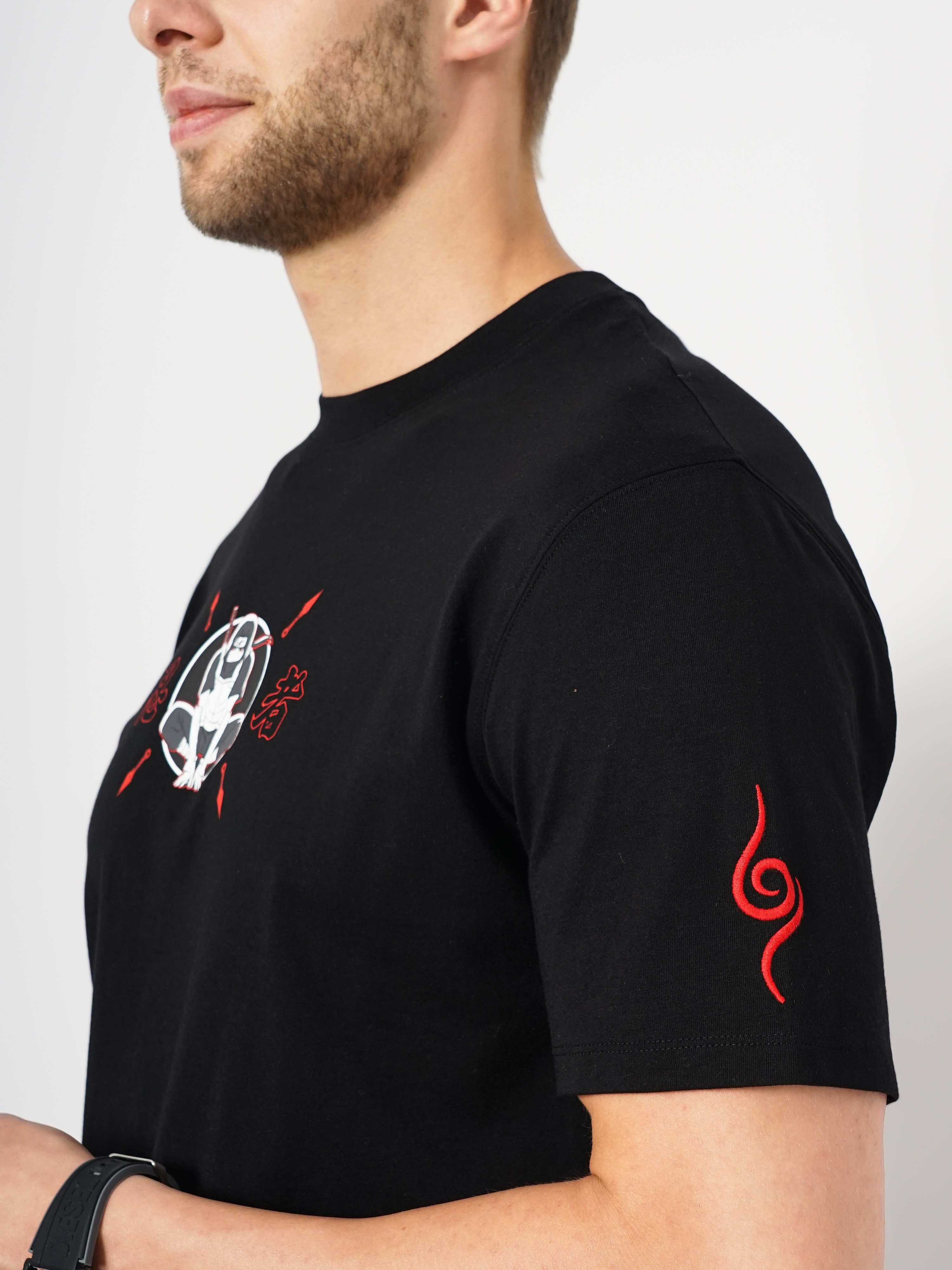 Men's Black Printed Regular T-Shirts