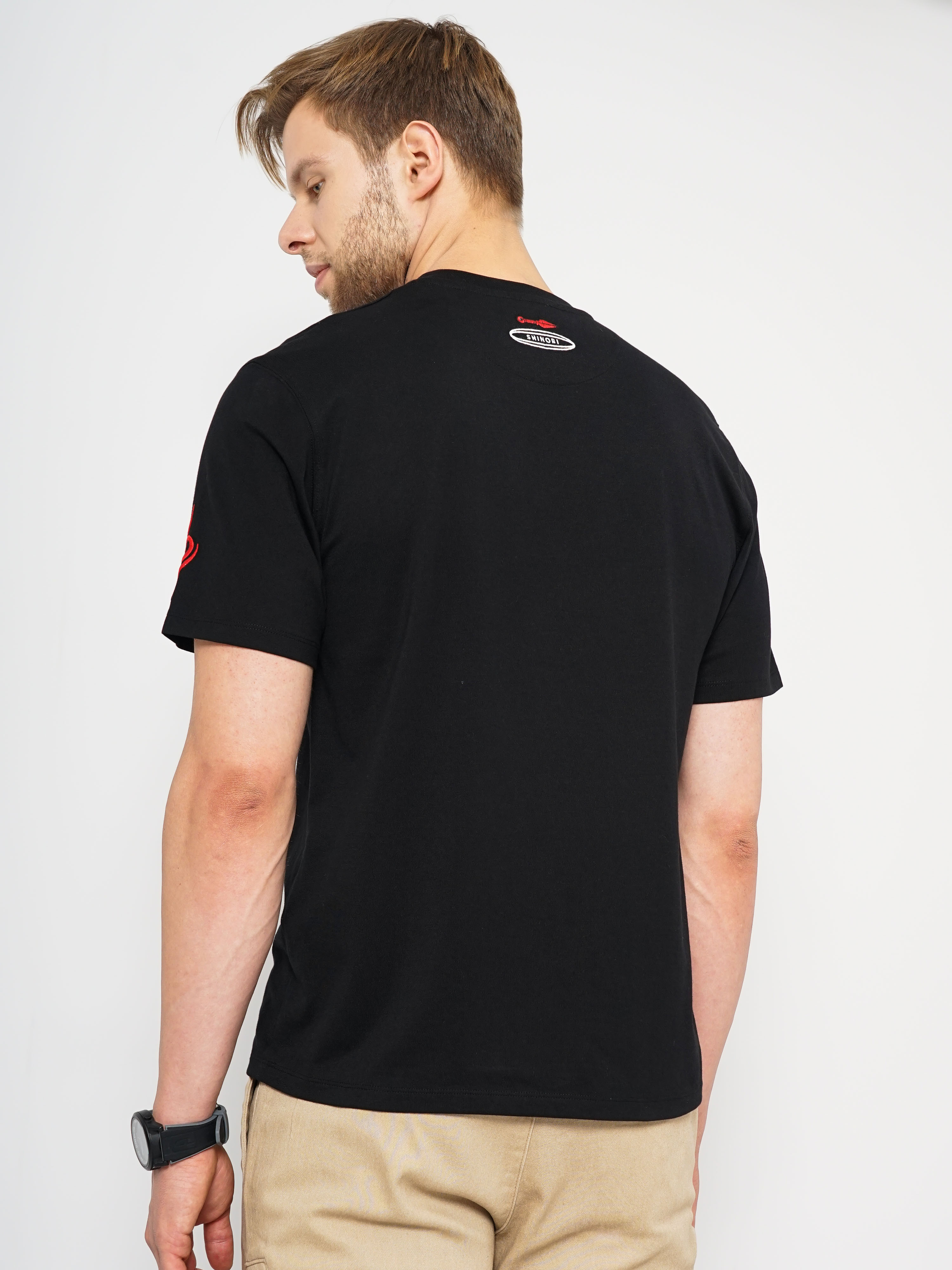 Men's Black Printed Regular T-Shirts