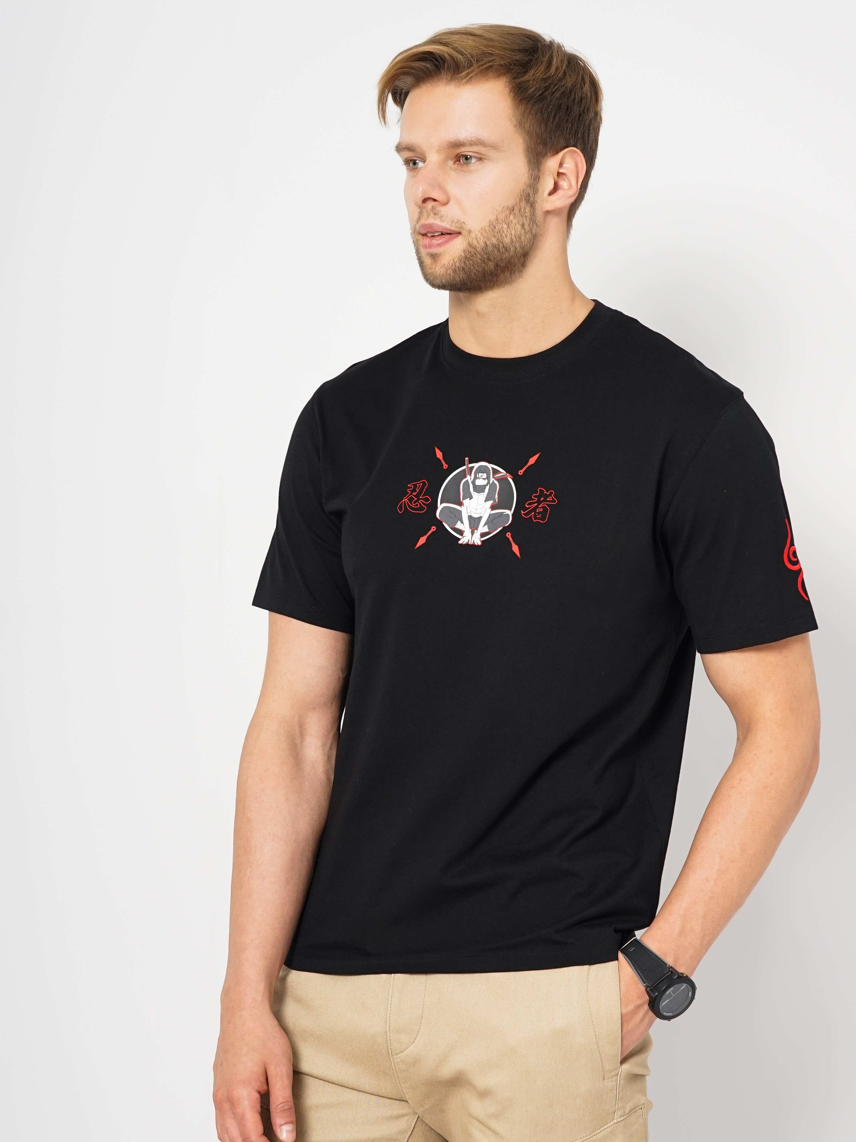 Men's Black Printed Regular T-Shirts