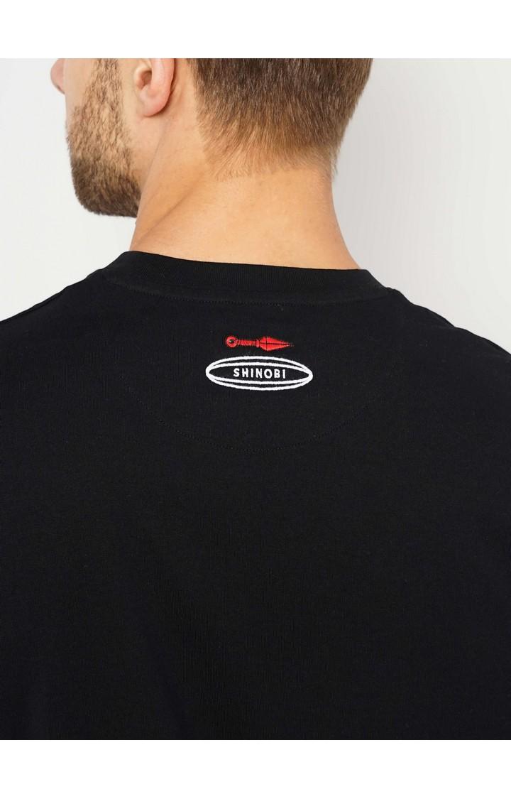 Men's Black Printed Regular T-Shirts