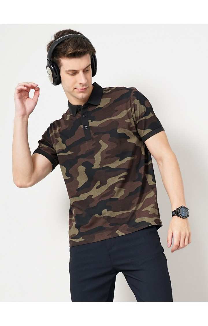 Men's Brown Camouflage Polos