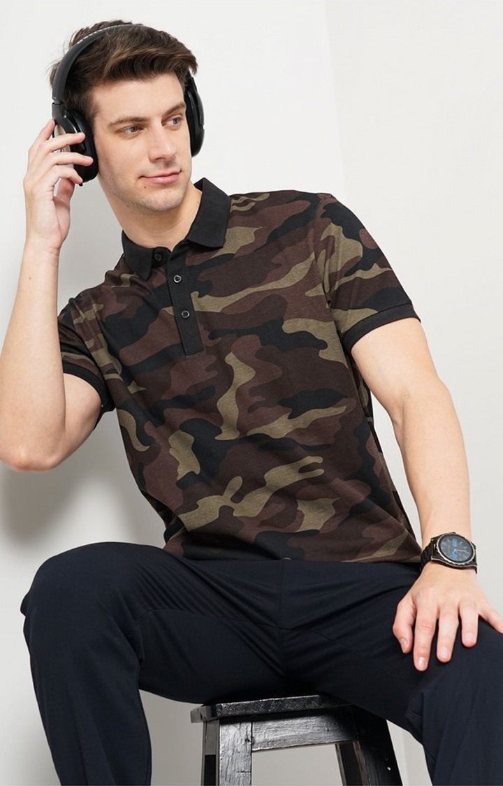 Men's Brown Camouflage Polos