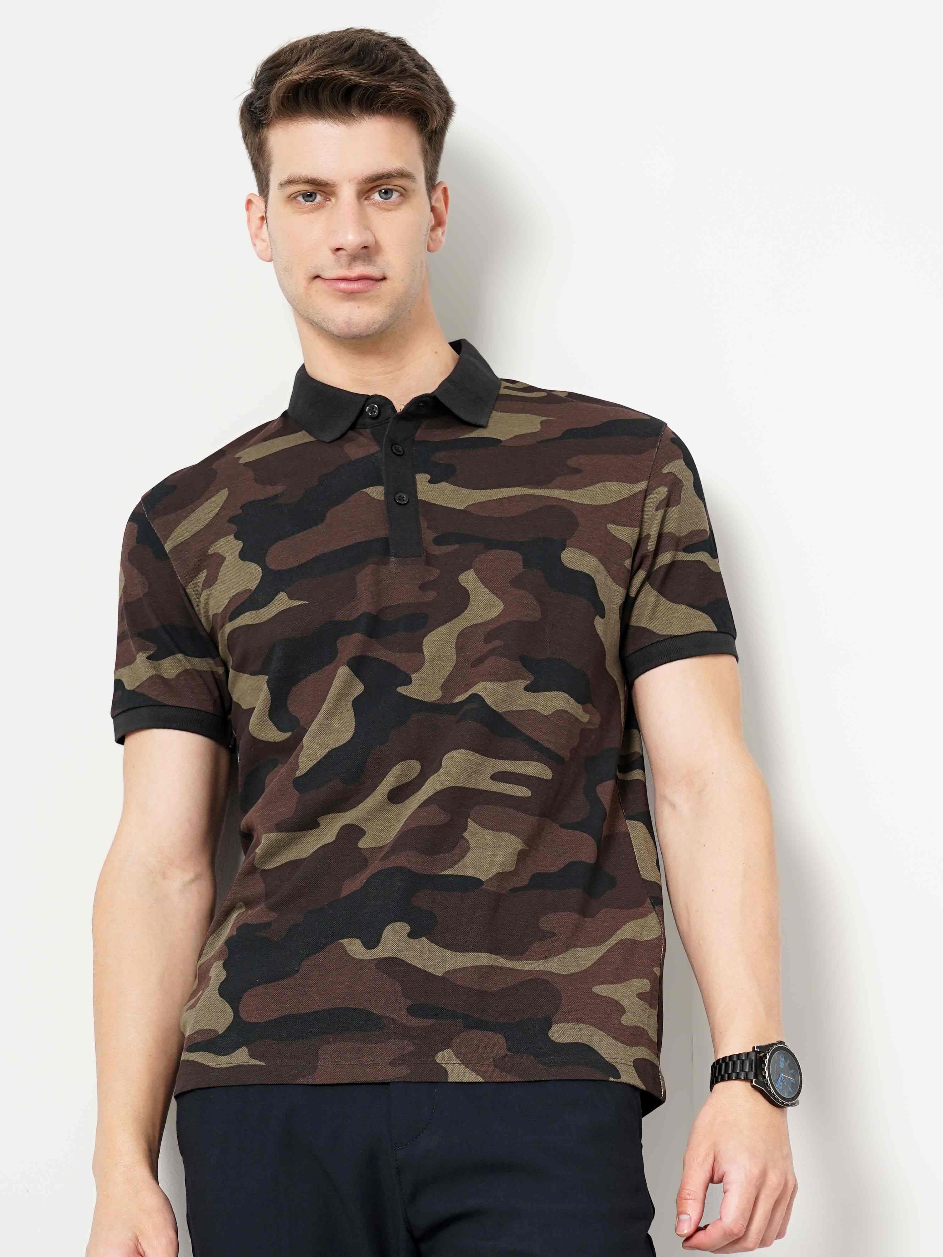 Men's Brown Camouflage Polos