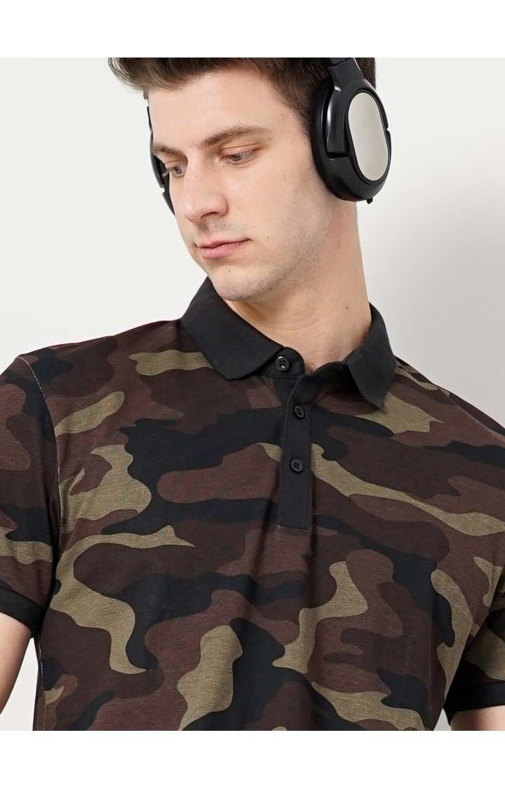 Men's Brown Camouflage Polos