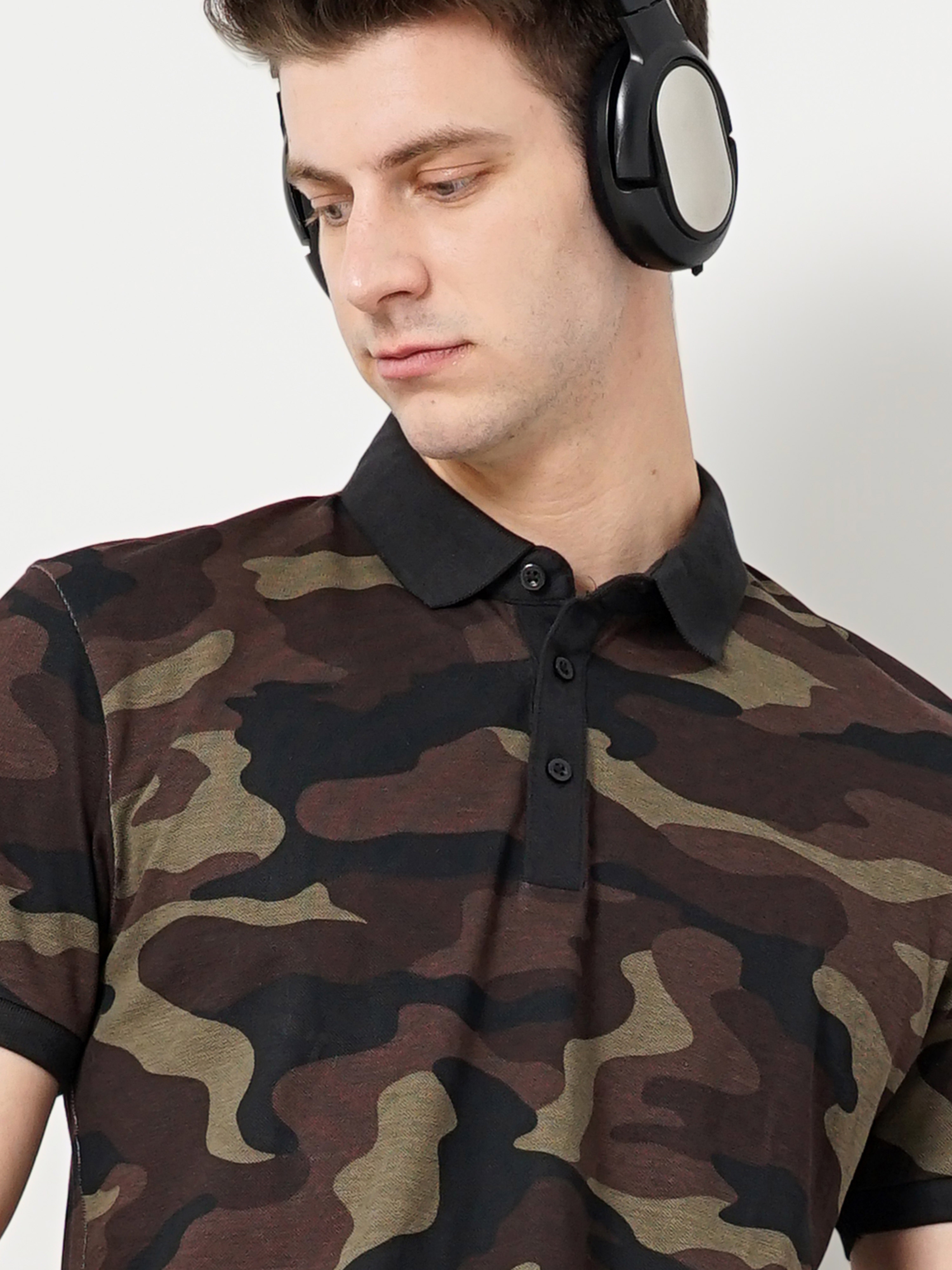 Men's Brown Camouflage Polos