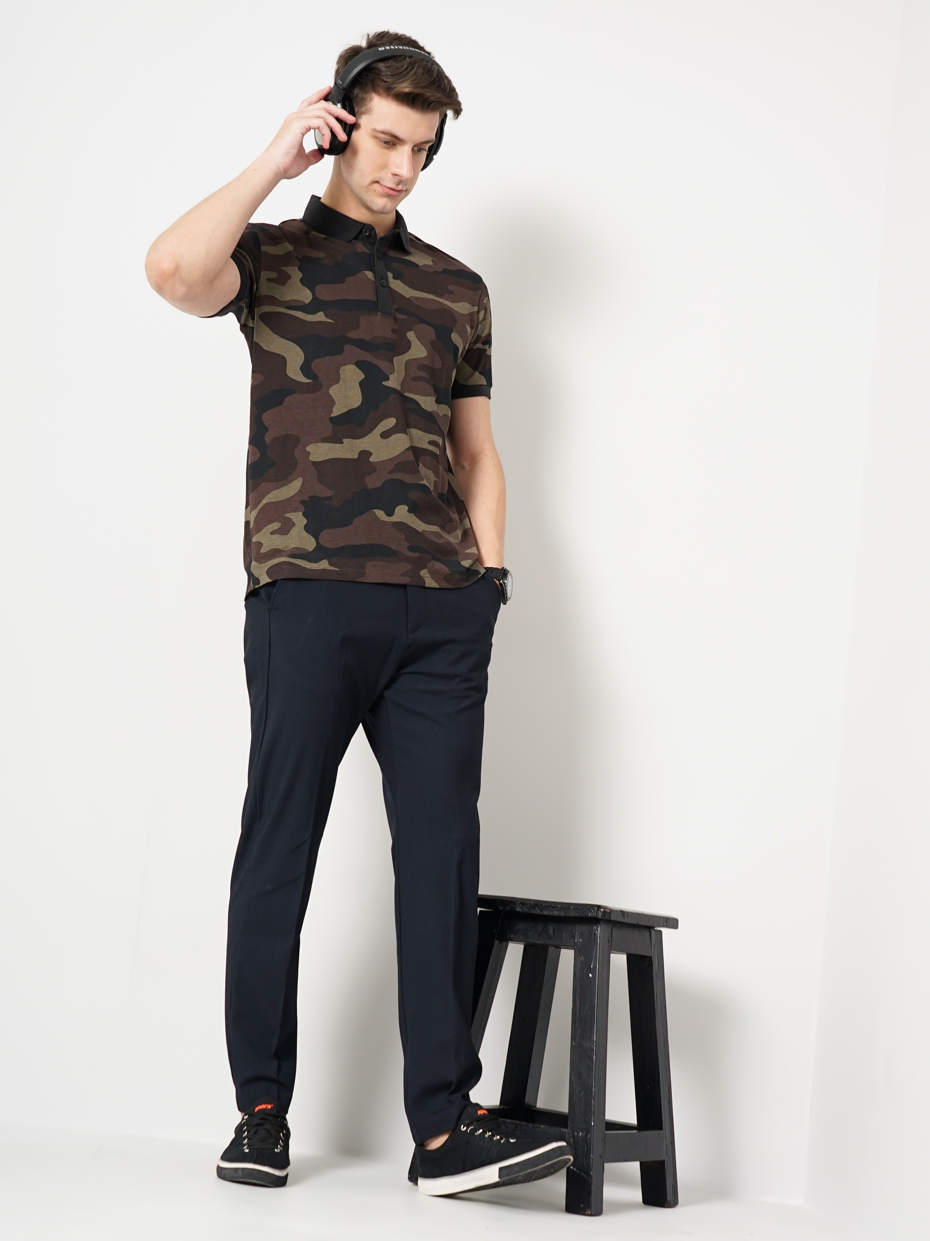 Men's Brown Camouflage Polos