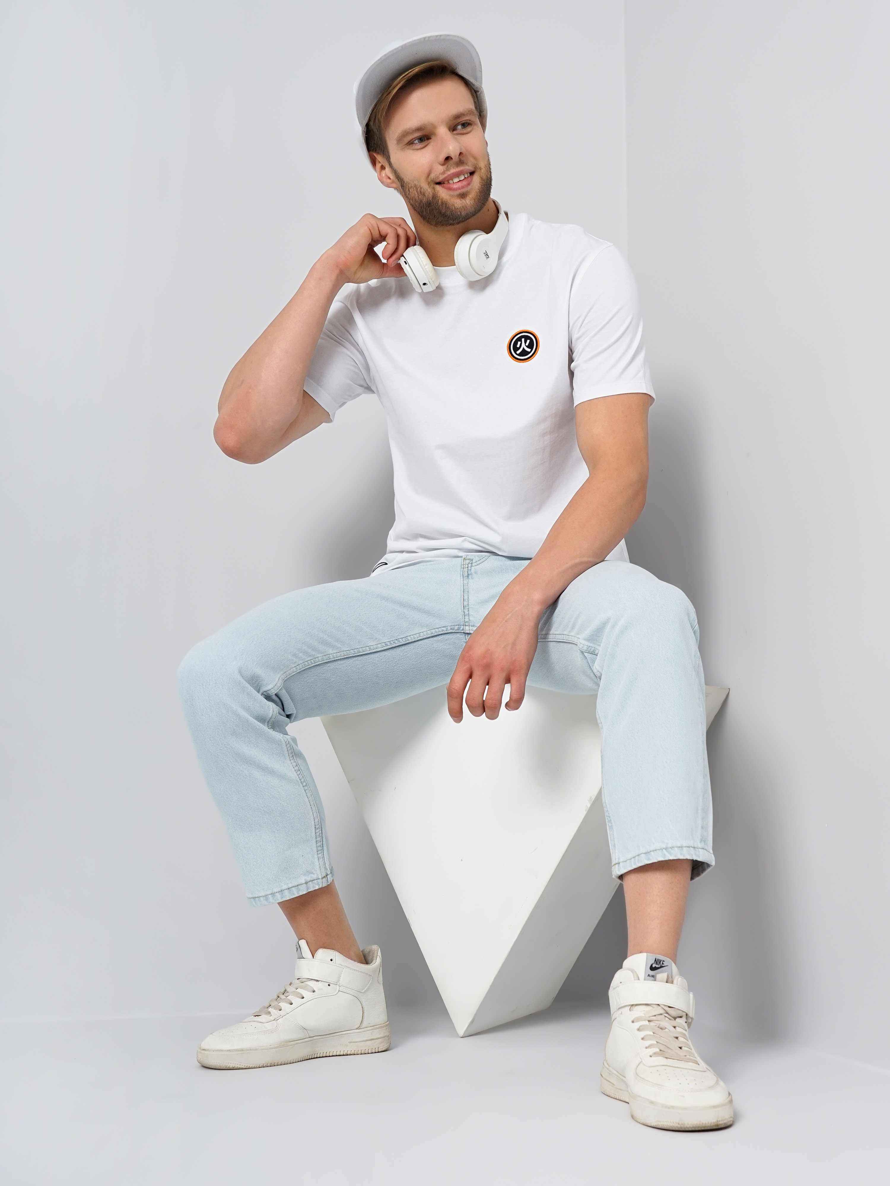 Men's White Printed Regular T-Shirts