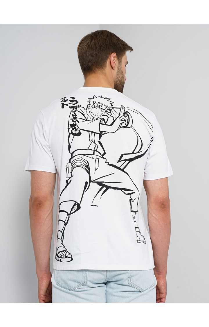 Men's White Printed Regular T-Shirts