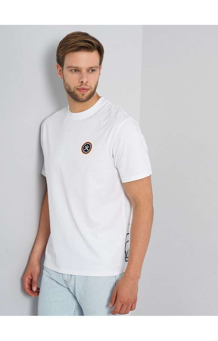 Men's White Printed Regular T-Shirts