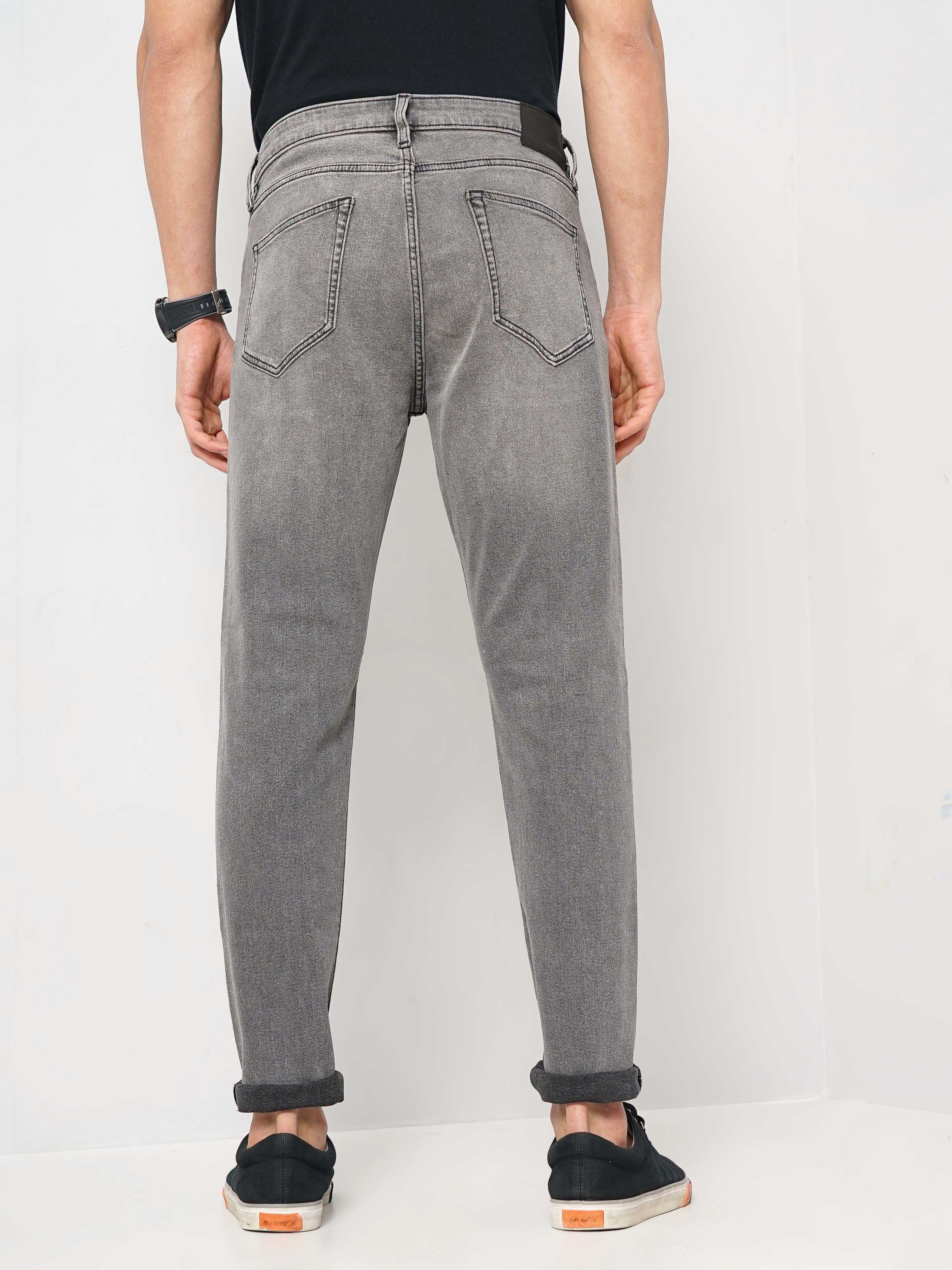 Celio Men Grey Solid Skinny Fit Cotton Jeans