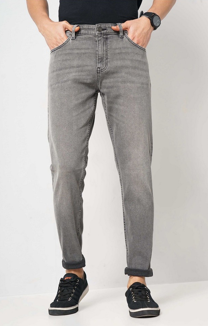 celio | Celio Men Grey Solid Skinny Fit Cotton Jeans