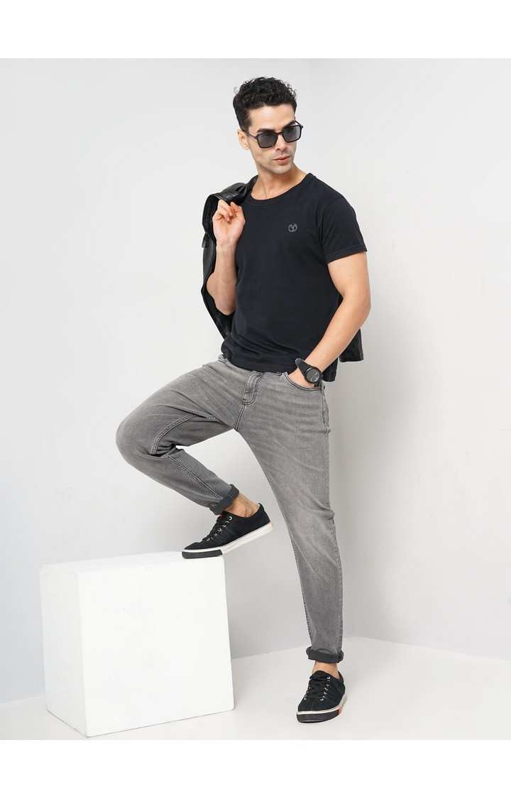 Celio Men Grey Solid Skinny Fit Cotton Jeans