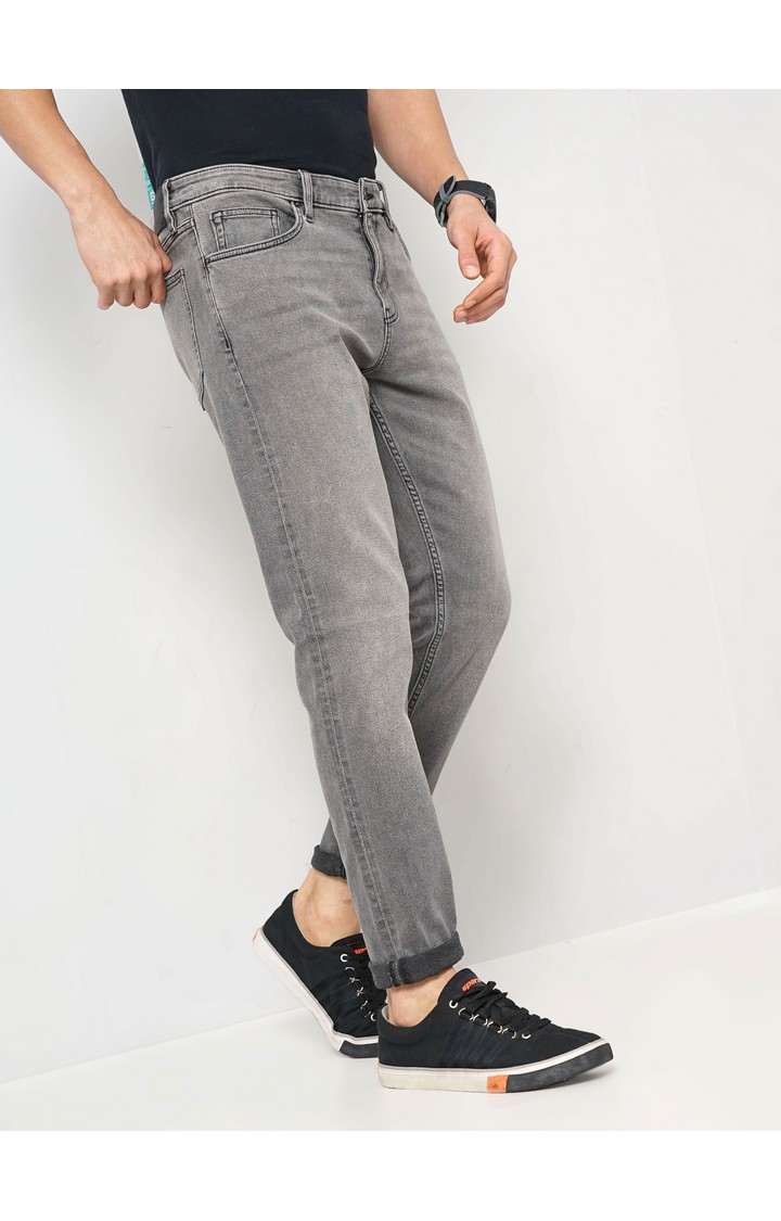 Celio Men Grey Solid Skinny Fit Cotton Jeans