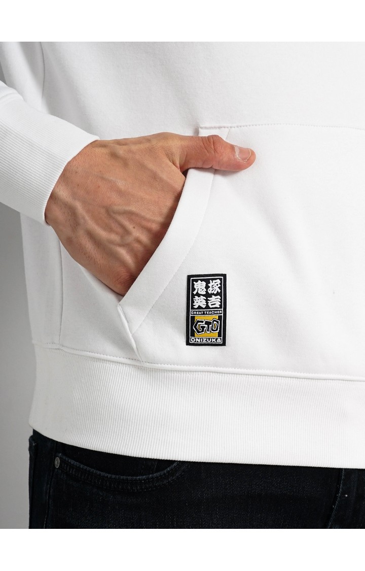 Men's White Graphics Hoodies