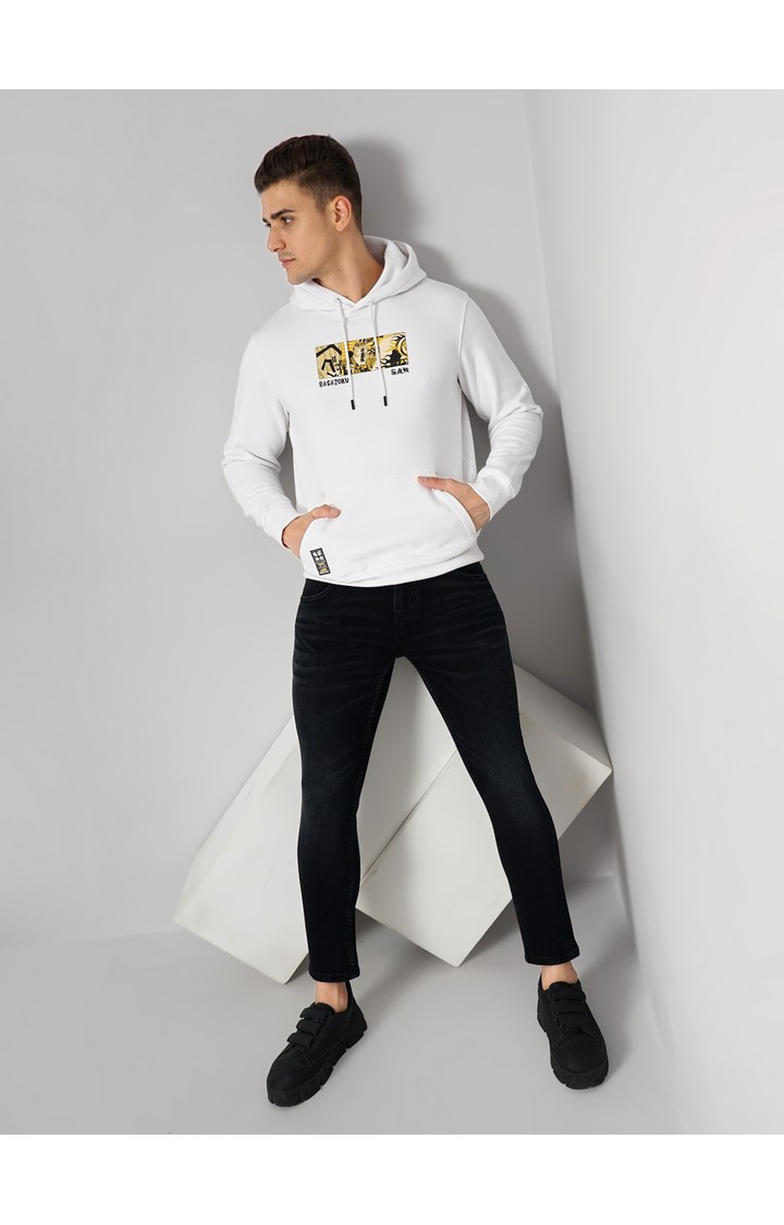 Men's White Graphics Hoodies