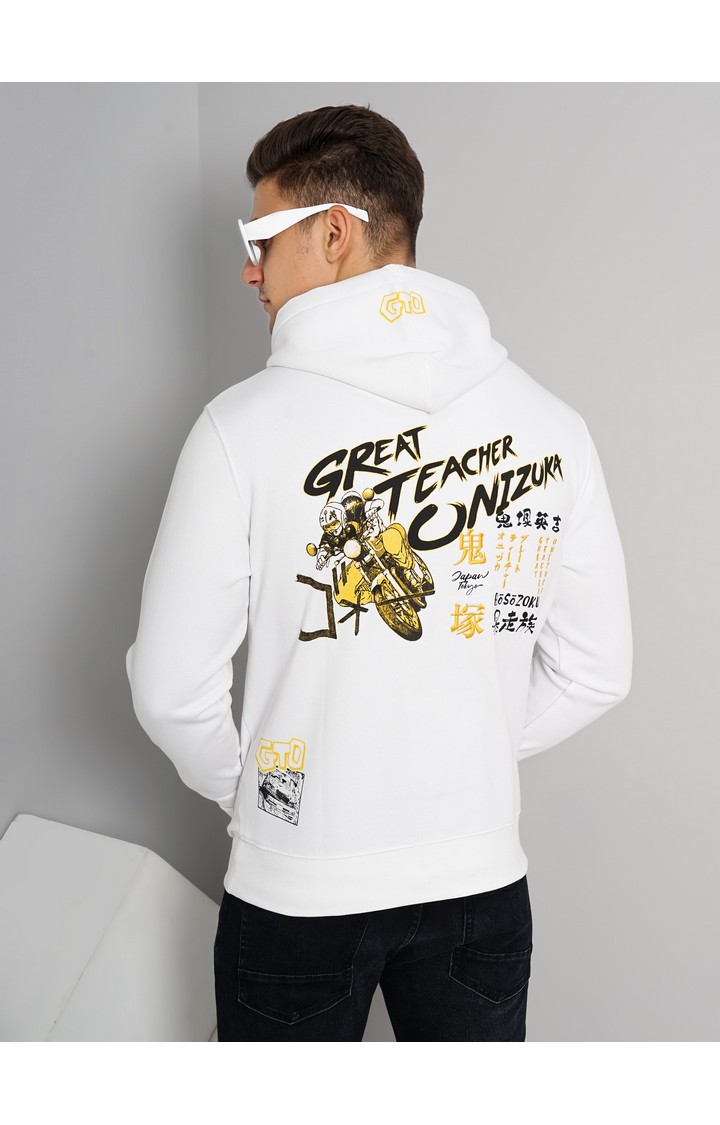 Men's White Graphics Hoodies