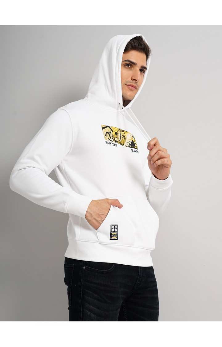 Men's White Graphics Hoodies