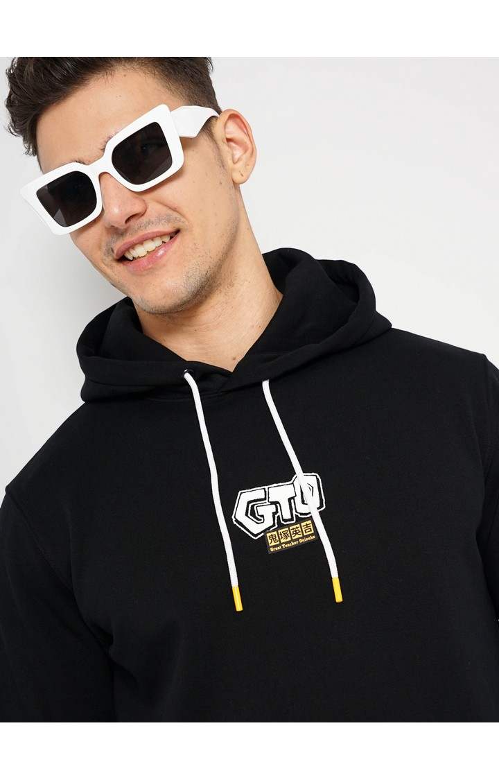 Men's Black Graphics Hoodies