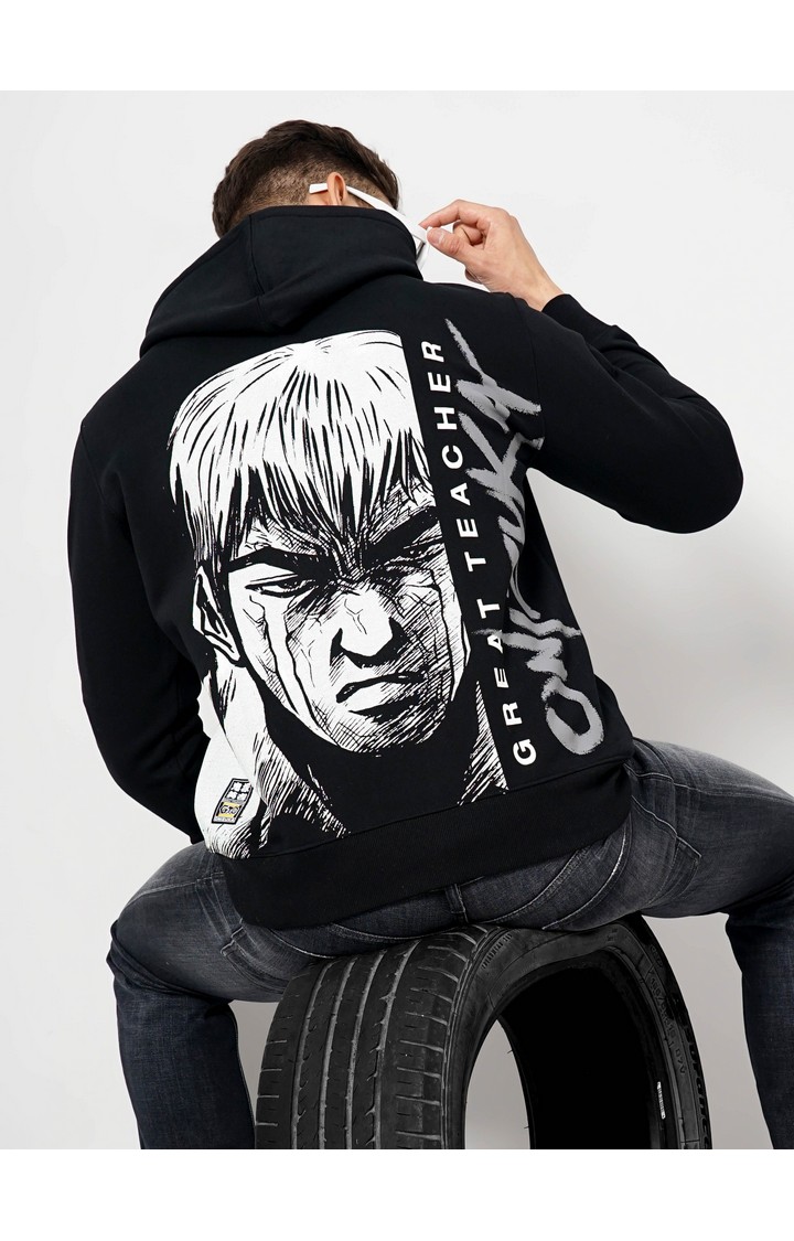 Men's Black Graphics Hoodies