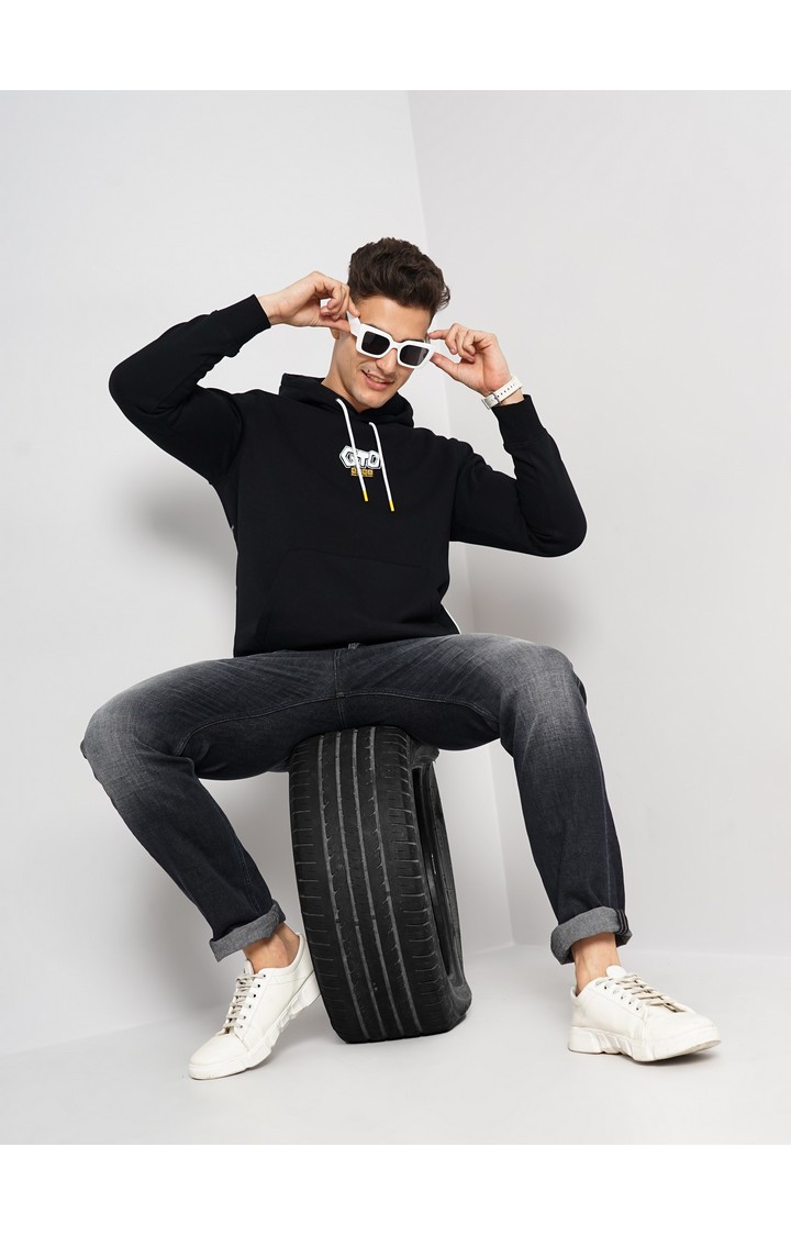 Men's Black Graphics Hoodies