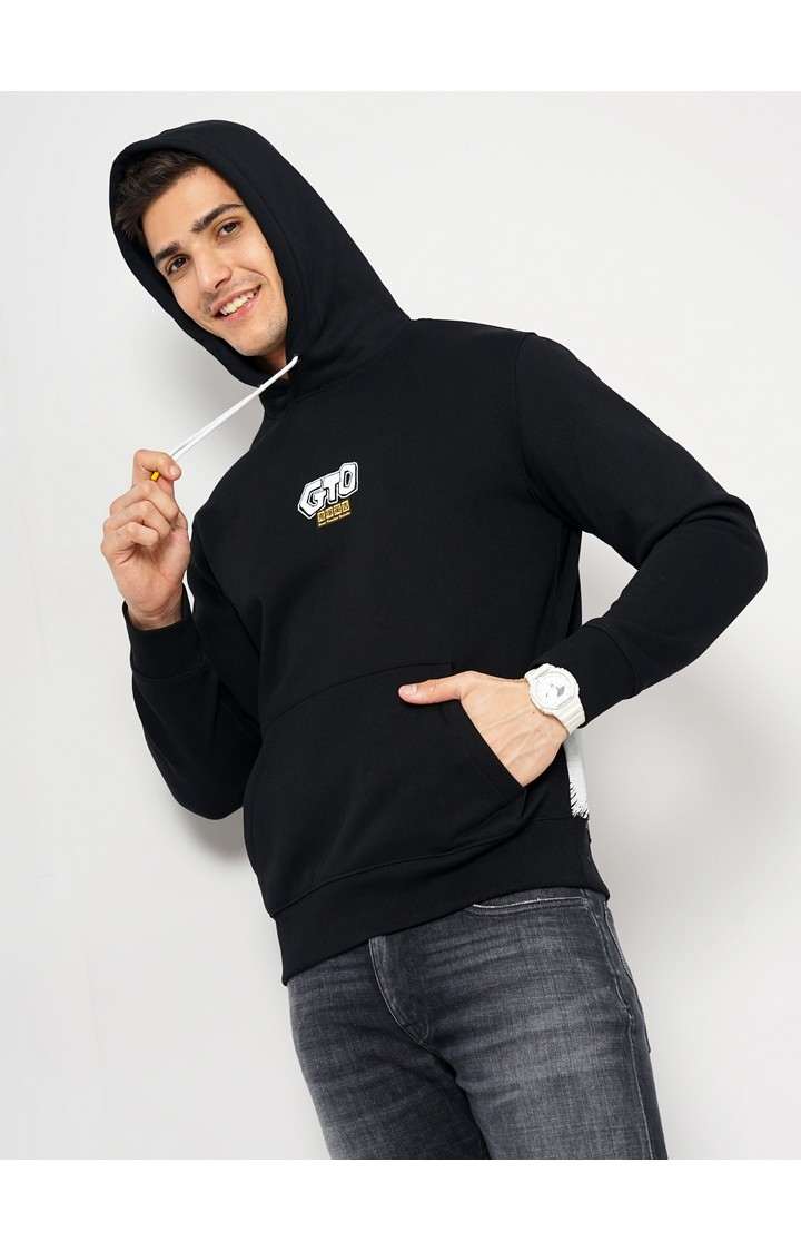 Men's Black Graphics Hoodies