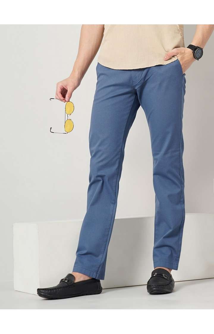 Men's Solid Blue Trouser