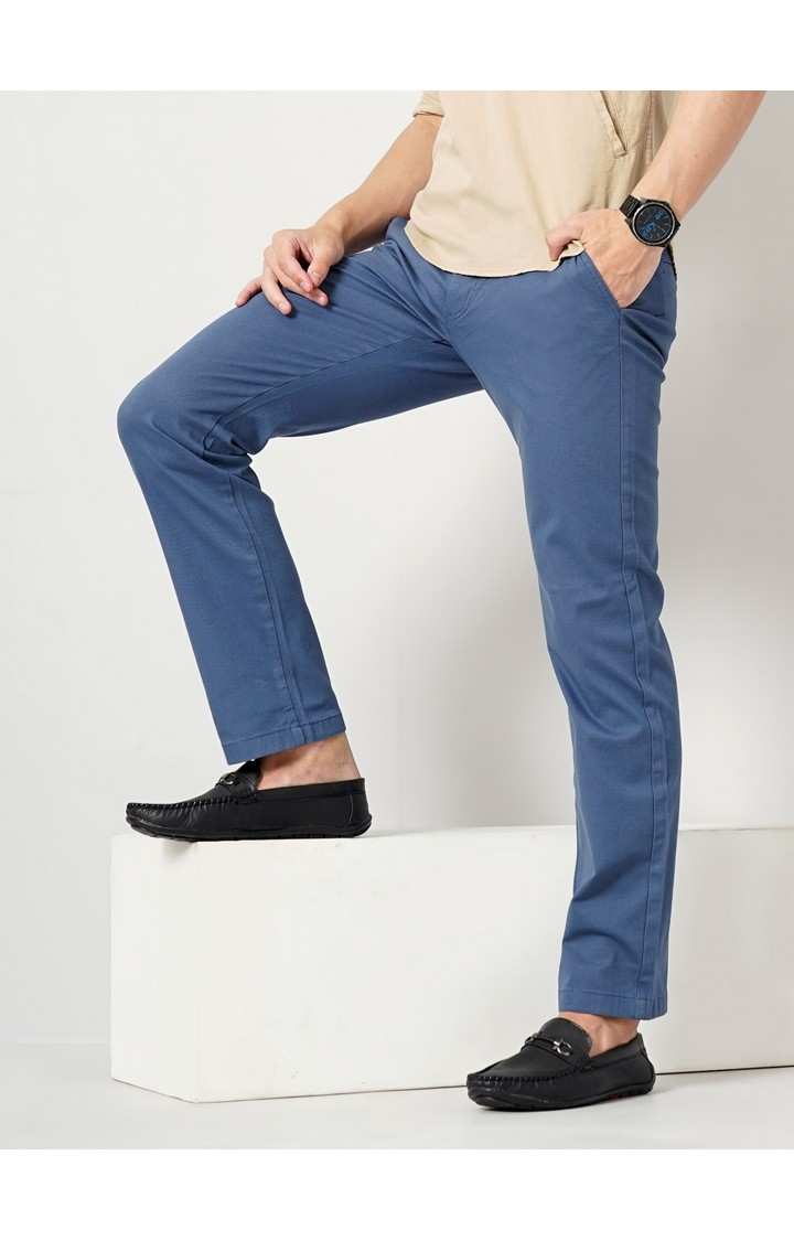 Men's Solid Blue Trouser