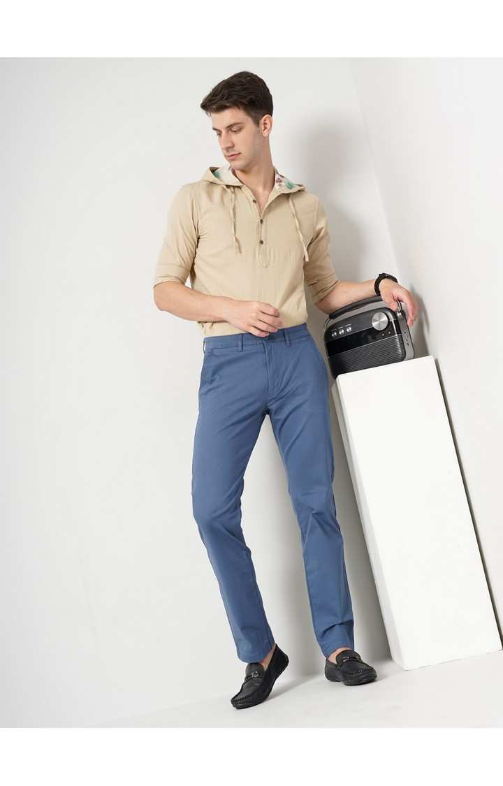 Men's Solid Blue Trouser