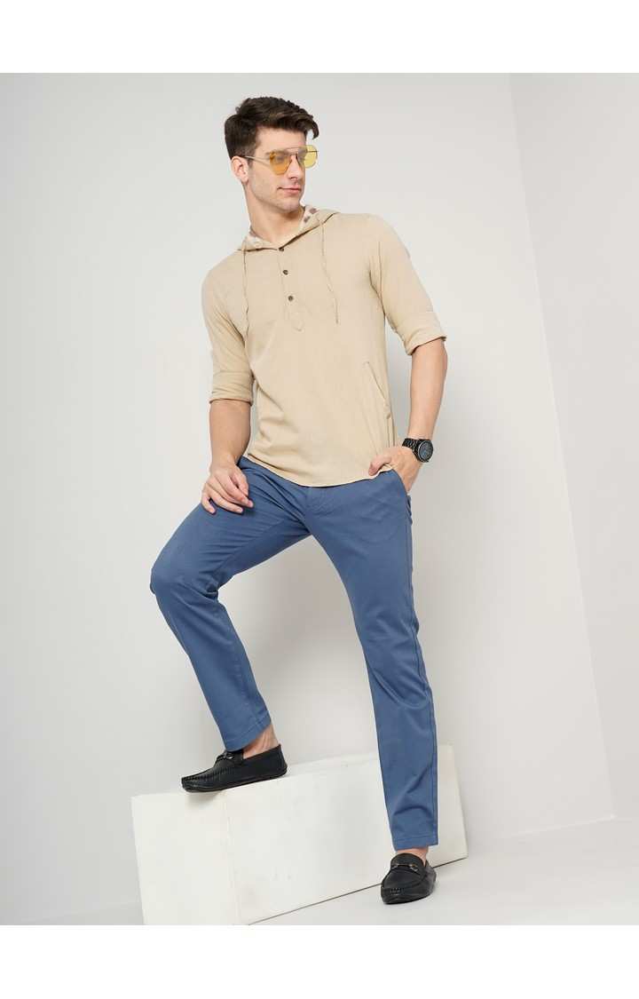 Men's Solid Blue Trouser