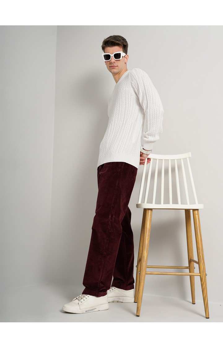 Men's White Knitted Sweaters