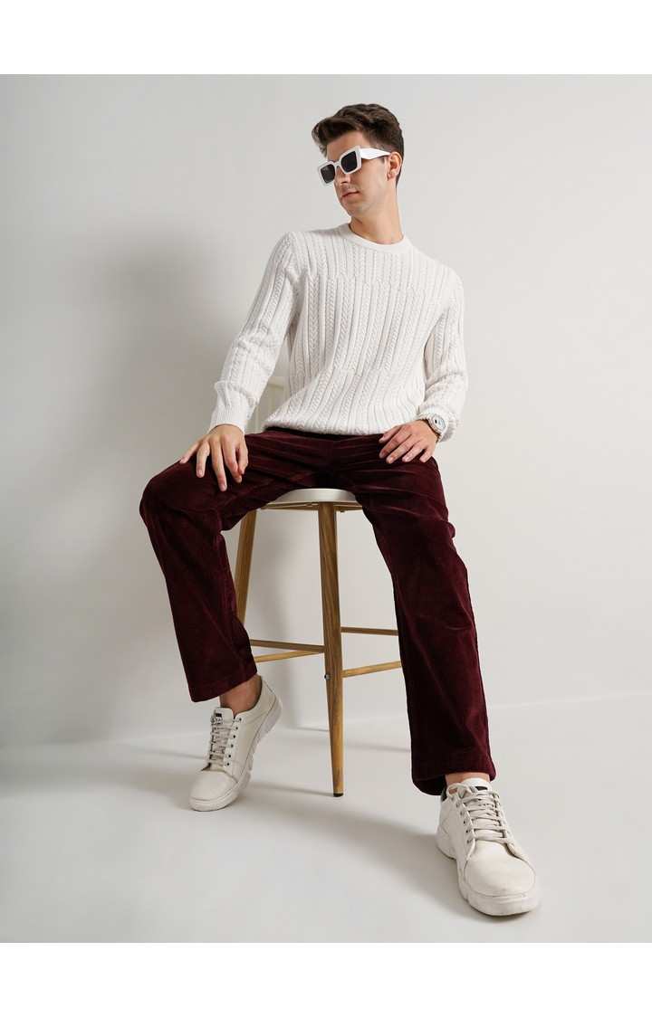 Men's White Knitted Sweaters