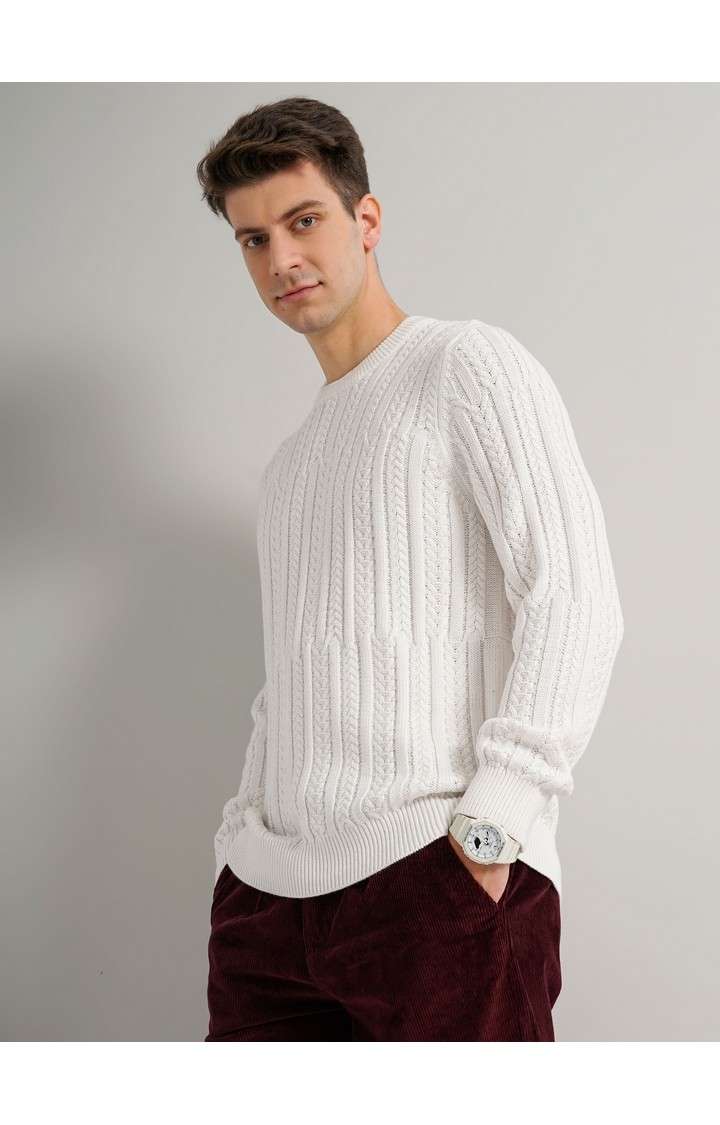 Men's White Knitted Sweaters