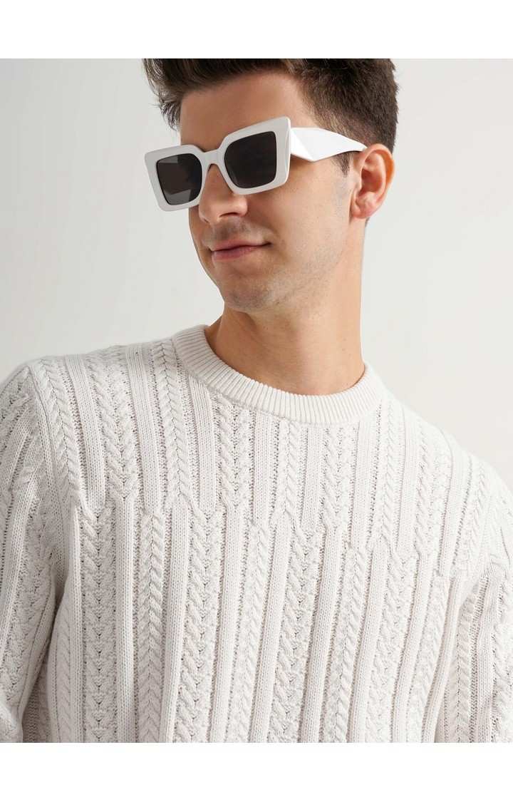 Men's White Knitted Sweaters