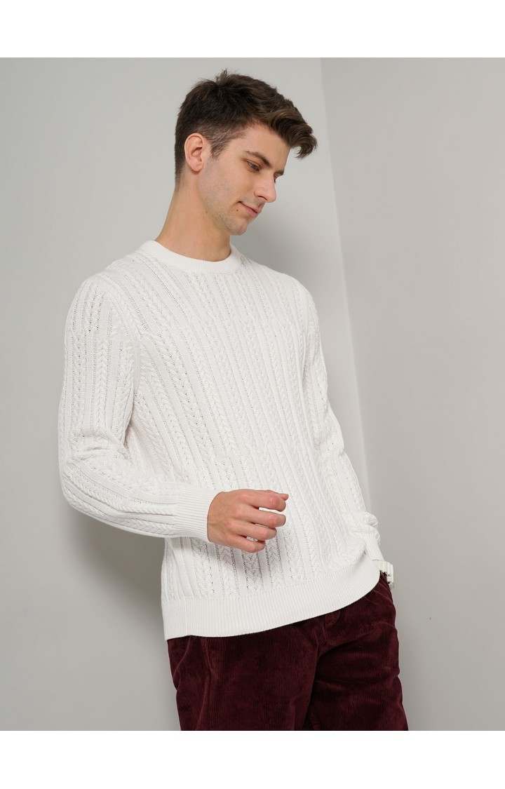 Men's White Knitted Sweaters