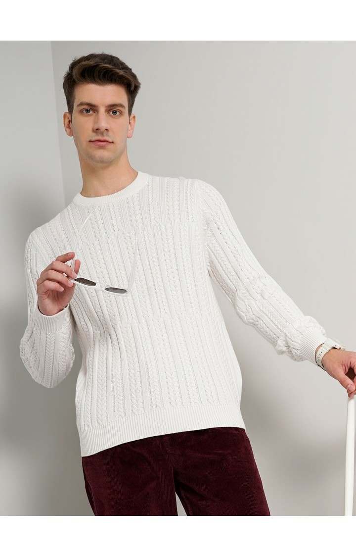 Men's White Knitted Sweaters
