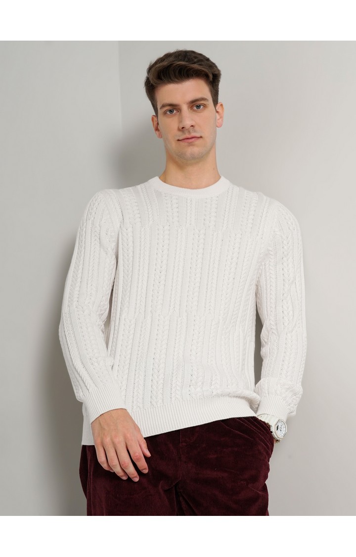 Men's White Knitted Sweaters