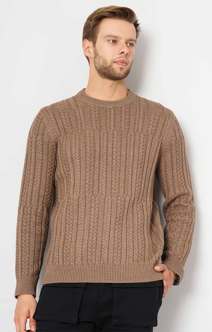 celio | Men's Brown Knitted Sweaters
