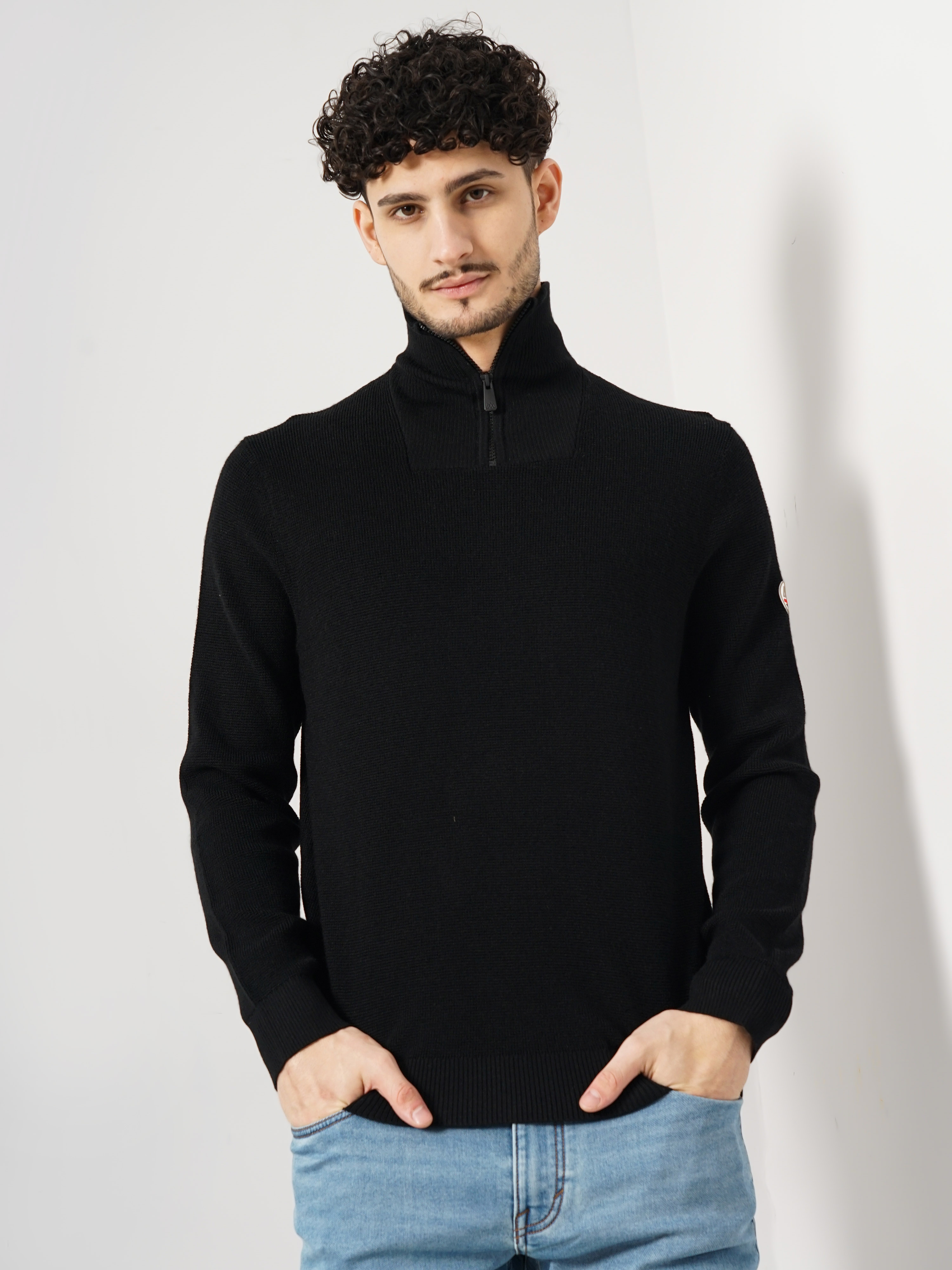 Celio Men's Solid Black Full Sleeve Chamonix Sweatshirt