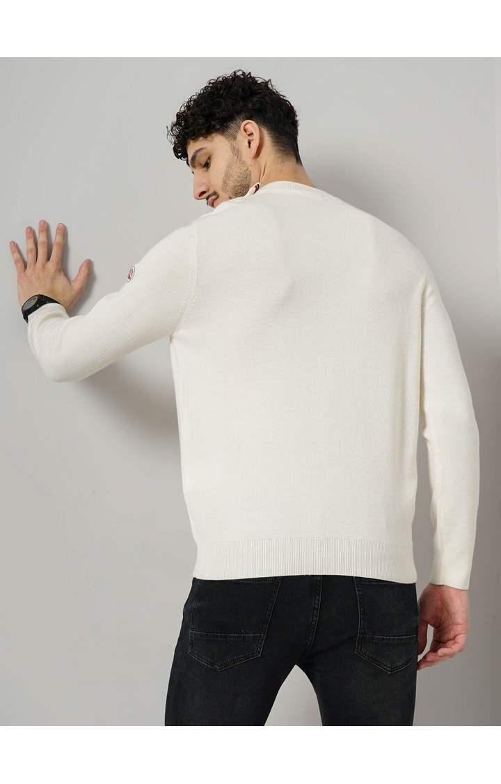 Celio Men's Solid Off White Full Sleeve Round Neck Chamonix Sweatshirt
